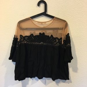 For Love And Lemons Tops - For Love & Lemons black lace button down top For Love And Lemons Tops - For Love & Lemons black lace button down top